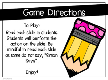 Simon Says Game, Back to School Brain Break