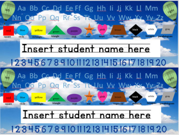 Preview of Back to School-  Sky's The Limit Themed Name Plates