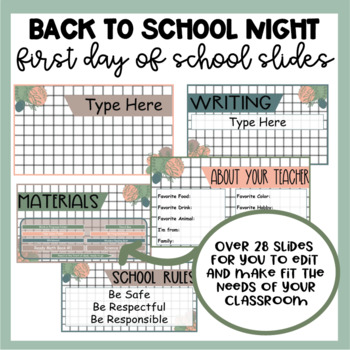 Preview of Back to School Slides | First Day of School | Parent Night | Meet the Teacher