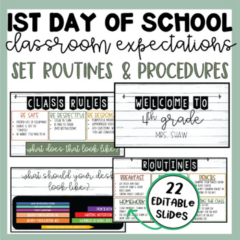Preview of Back to School Slides | First Day of School Presentation | Routines & Procedures