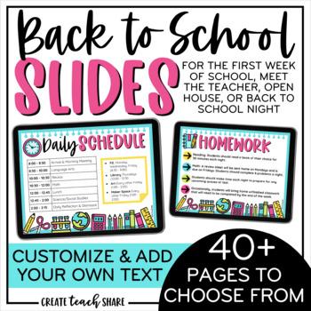 Preview of Back to School Slides | Meet the Teacher Slideshow | Google & PowerPoint