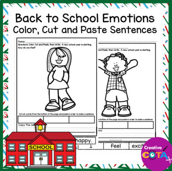 Preview of Back to School Social Emotional Learning Coloring Pages, Cut & Paste Sentences