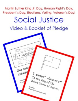 Preview of Back to School Social Justice Printables,  and Video with Pledge of Allegiance
