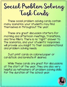 Back to School Social Problem Solving Task Cards by Meghan Snable