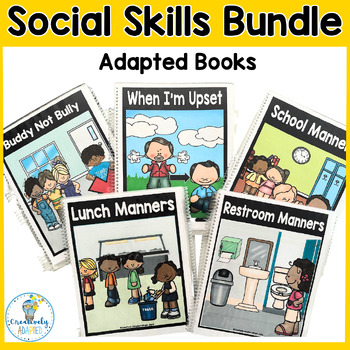 Preview of Back to School Social Skills Adapted Book Bundle