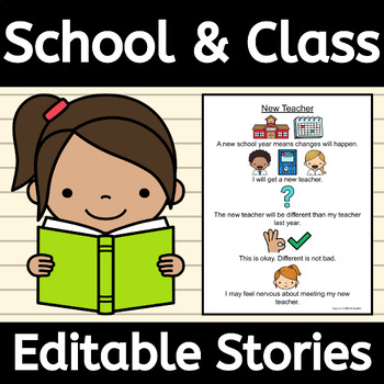 Preview of School and Classroom Stories for Social Skills EDITABLE Special Education Bundle