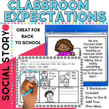 Preview of Social Emotional Learning Activity | Social Stories Classroom Rules Expectations