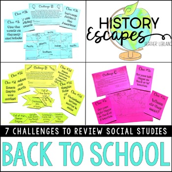 Preview of Back to School Social Studies Review Escape Room, SS Back to School Activity