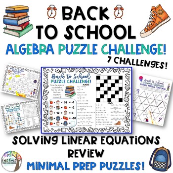 Preview of Back to School Solving Equations Puzzles for Algebra Review