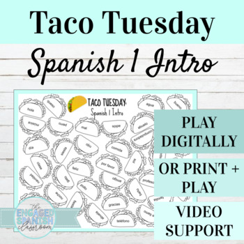 Preview of Back to School Spanish 1 Activity | Taco Tuesday Digital or Print Game