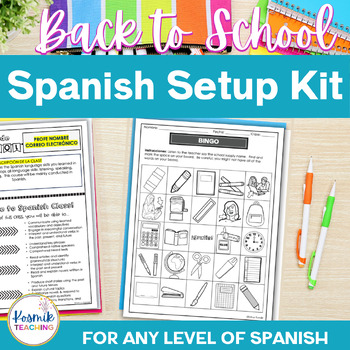 Preview of Back to School Spanish Class Setup Resources | Syllabus, Word Walls, and More!