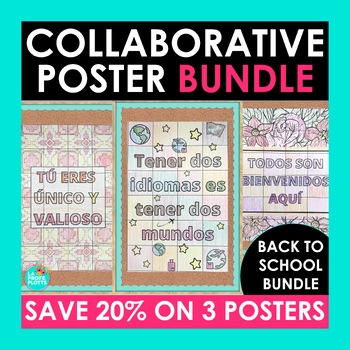 Preview of Back to School Spanish Collaborative Poster Bundle with Extension Activities