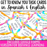 Back to School Spanish Get to Know You Task Cards in Spani