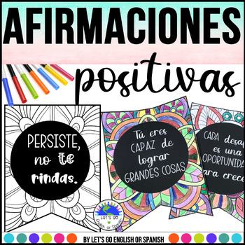 Preview of Back to School Spanish Motivational Phrases Posters Afirmaciones positivas