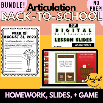 Preview of Back to School Speech Bundle for Articulation