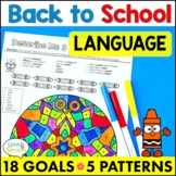 Back to School Speech Language Therapy Activities Color by Number