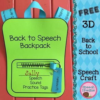 Back to School Speech Therapy 3D Backpack Craft FREE by ...
