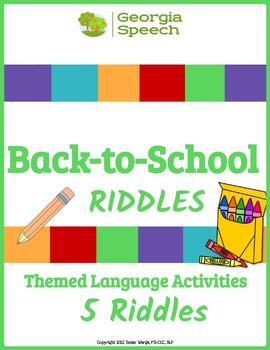 Preview of Back to School Speech Therapy Activities-RIDDLES-Inferencing-Free