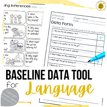Preview of Back to School Speech Therapy Baseline Data Collection for Language