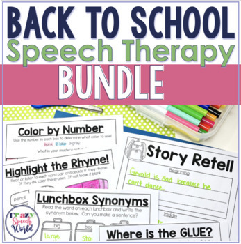 Preview of Back to School Speech Therapy Bundle