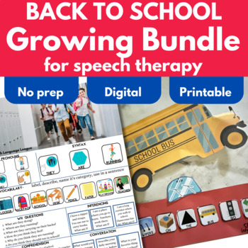 Preview of Back to School Speech Therapy Growing Bundle