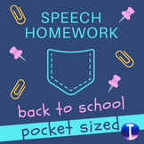 Back to School Speech Therapy Homework: Pocket Sized