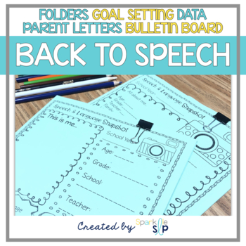 Preview of Back to School Speech Therapy Materials | Folders Goal Setting Bulletin Boards