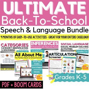 Preview of Back to School Speech and Language Bundle for Speech Therapy