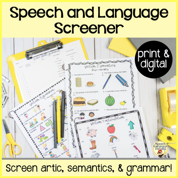 Preview of Speech Language Screener Articulation Vocabulary Grammar for Back to School