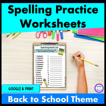 Back to School Spelling Activity Packet No Prep Printable and Digital