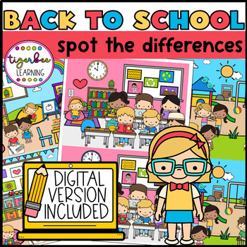 Preview of Back to School Spot the Difference Visual Perception Puzzles