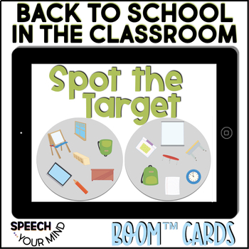 Preview of Back to School Spot the Target Boom™ Cards |  Language Reinforcer