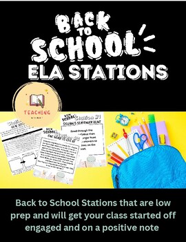 Preview of Back to School Stations - First Day of School Activities - ELA Middle School
