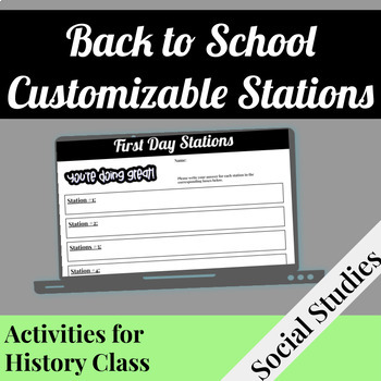 Preview of Back to School Stations | Social Studies | Lesson | Activity | Editable Syllabus