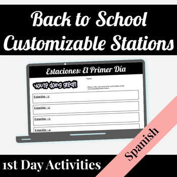 Preview of Back to School Stations for Spanish | Lesson Activity | Editable Syllabus