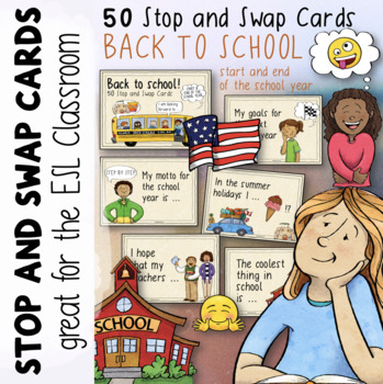 Preview of Back to School - Stop and Swap Cards (ESL Learners)