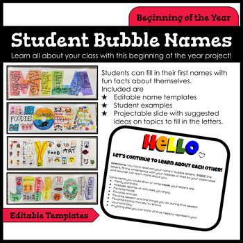 Preview of Back to School: Student Bubble Names - Get to Know You Activity