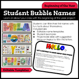Back to School: Student Bubble Names - Get to Know You Activity