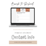 Back to School Student Contact Information Form (Google Form)