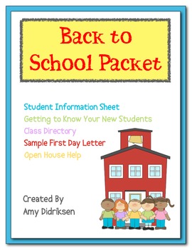 Back to School Student Information Packet by Amy Didriksen | TpT