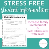 Student Information Sheet - Build Relationships & Increase