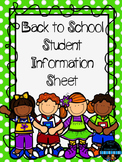 Back to School Student Information Sheet