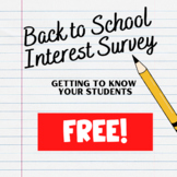 First Day Back to School Student Interest Survey: All About Me