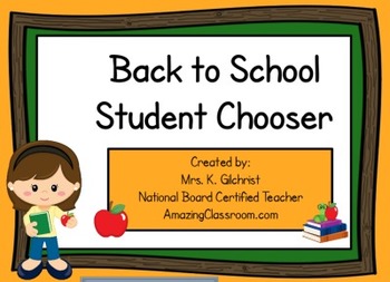 Preview of Back to School Student Name Picker - Smart Notebook File