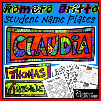 Preview of Back to School : Student Name Plates In the Style of Romero Britto - Visual Art
