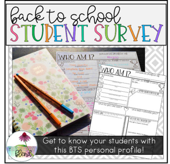 Preview of Back to School Student Survey (About Me Profile)