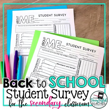 Preview of Back to School Student Survey - Free Survey for Middle and High School Students