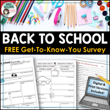 Preview of Back to School Student Survey - Get To Know You Activity - Digital / Print