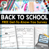 Back to School Student Survey - Get To Know You Activity -