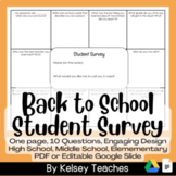 Back to School Student Survey, Get to Know Your Kids on th